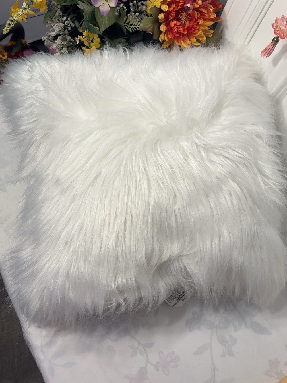 Better Homes & Gardens White Faux Fur Throw Pillows 18” x 18”